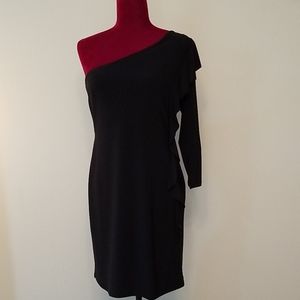 Nine West Ruffled Silk One Shoulder Dress